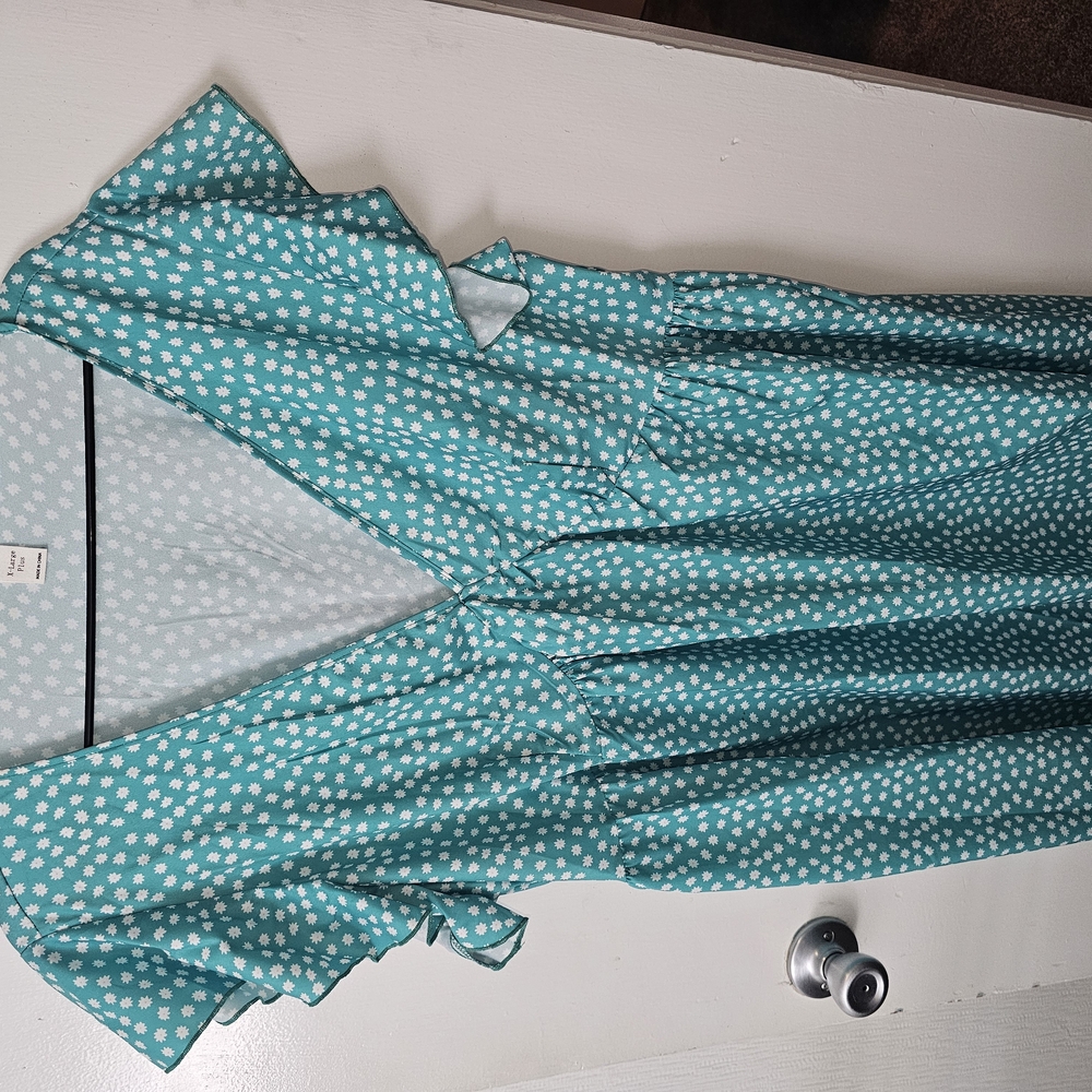 Teal Polka Dot Wrap Dress